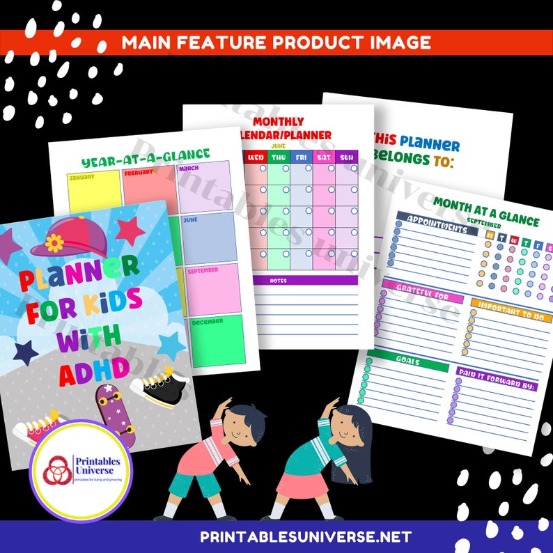 ADHD Planner for Kids, Printable School Planner, Monthly Planner Pages ...