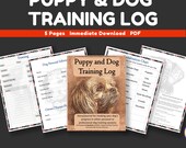 A Puppy and Dog Training Log Book for the professional or hobbyist, instant download, printable, diary for tracking training progress