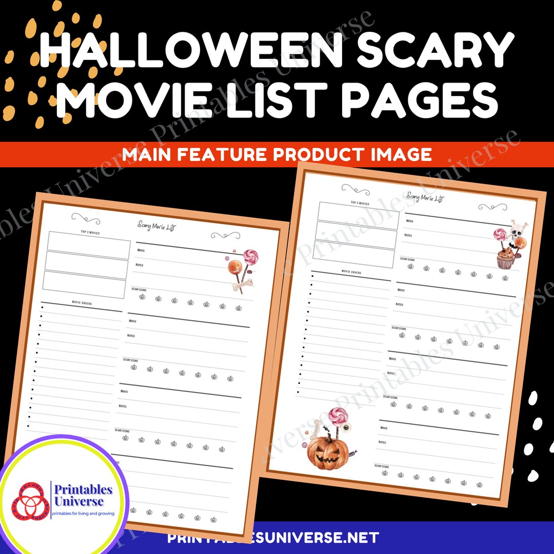 Halloween Scary Movie List Planner Pages, Printable, Instant Download ...