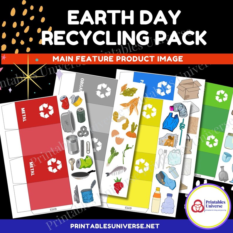 Earth Day Recycling Sorting Activity | Printable Kids Educational Craft ...