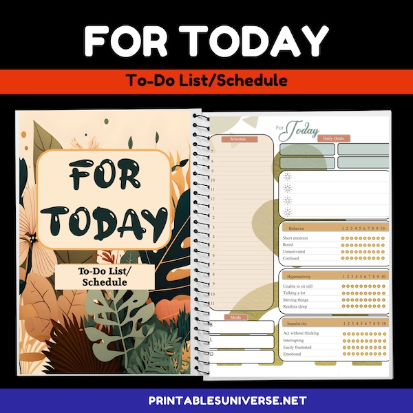 For Today, ADD/ADHD, one-page daily to-do list perfect for individuals who have trouble concentrating