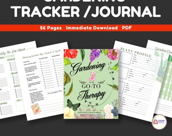 Gardening Is My GO-TO Therapy, Garden Planner, Journal, Logbook, printable,  design, cultivate, harvest vegetables, fruit, flowers
