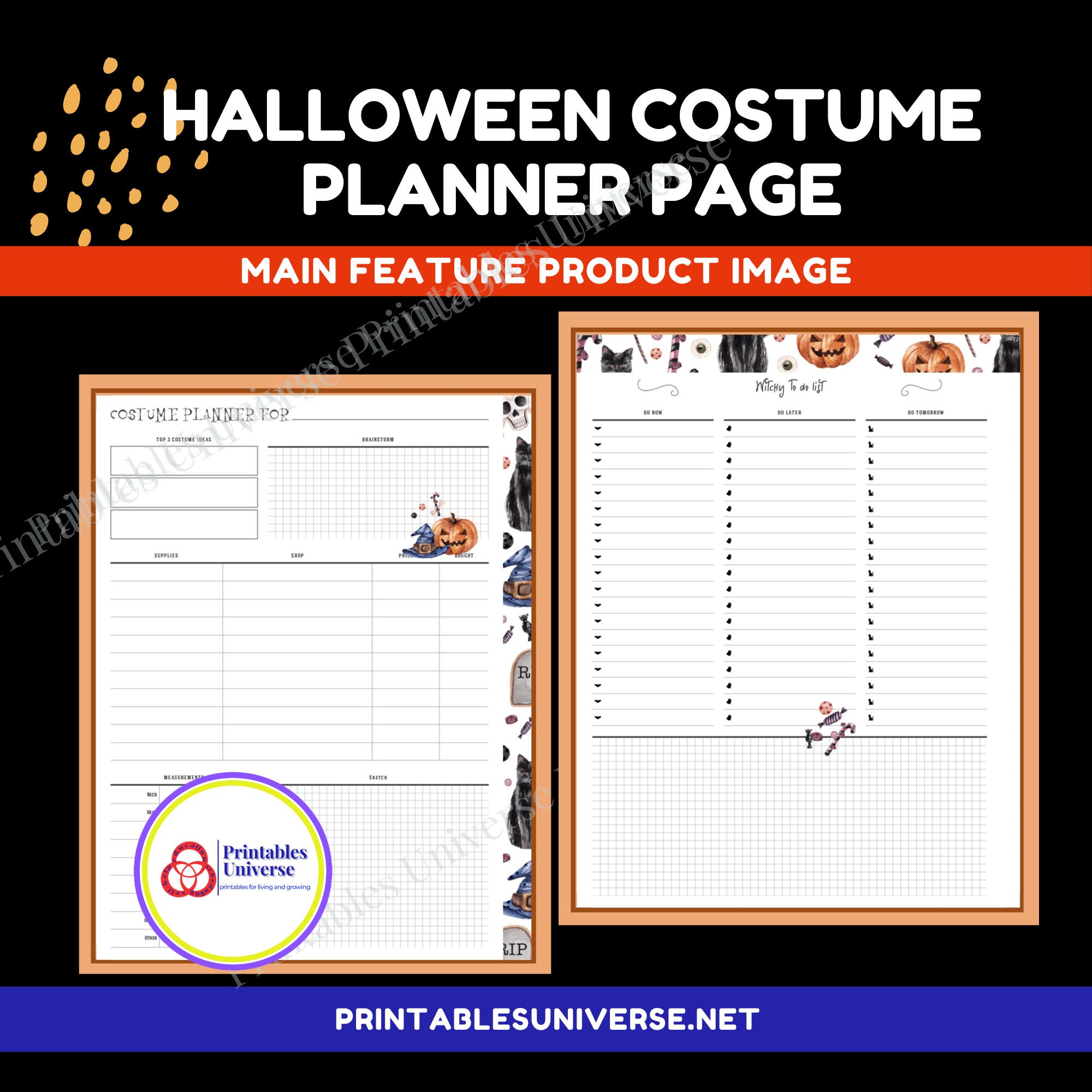 Halloween Costume Planner Page, Printable, Instant Download, Letter ...