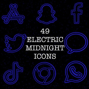 iOS14 Custom App Icons ELECTRIC MIDNIGHT | BLUE neon | iPhone | Aesthetic | Digital download |
