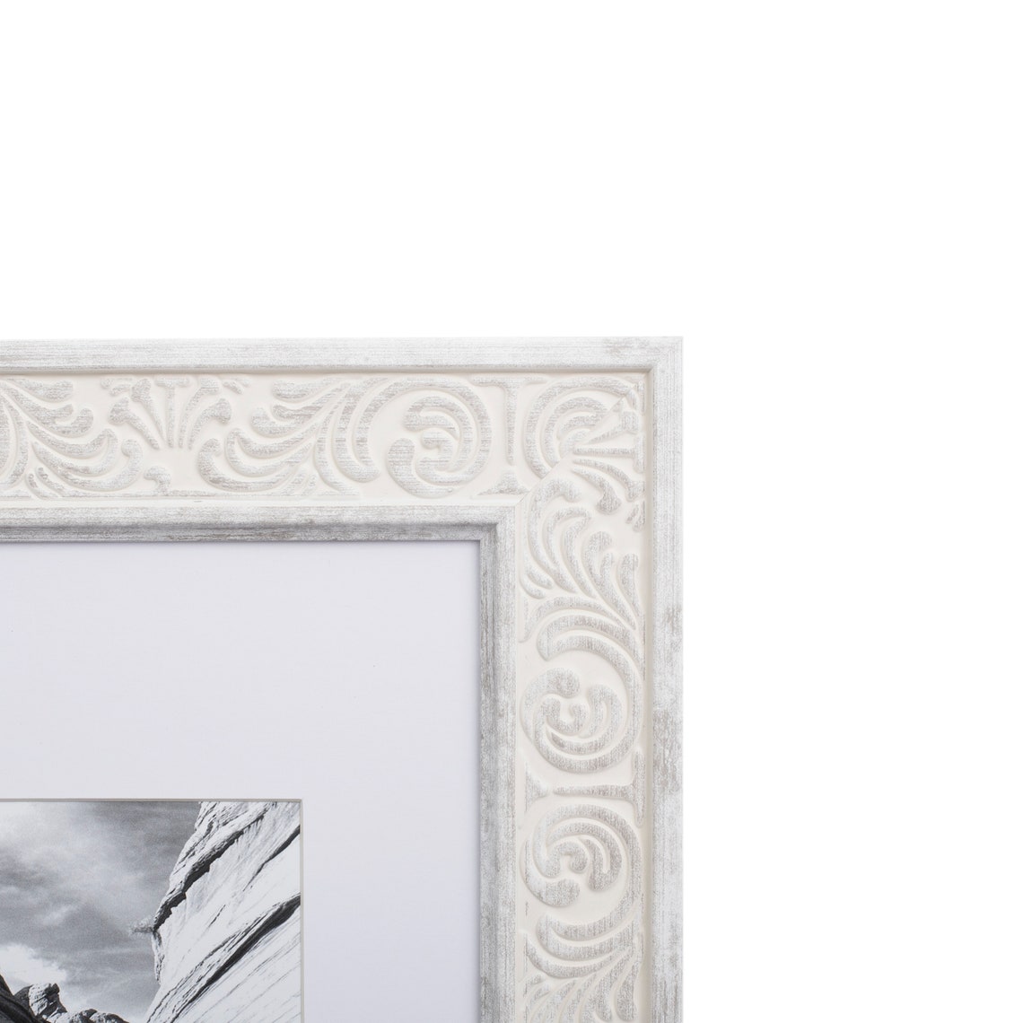 11x14 Picture Frame Distressed White Matted to Etsy