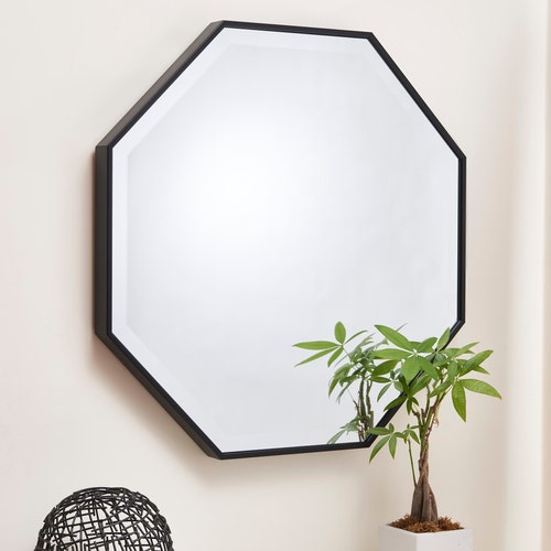 Octagon Black Wall Mirror for Entryway or Bathroom 25 X Etsy