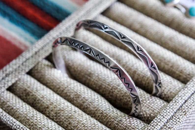 Native American Made Turquoise Stamped Bracelets