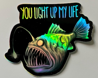 Anglerfish holographic sticker