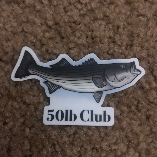 50 lb club striped bass sticker