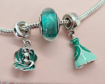 Disney ariel murano | Etsy Luminous Murano Teal Art Glass Silver
