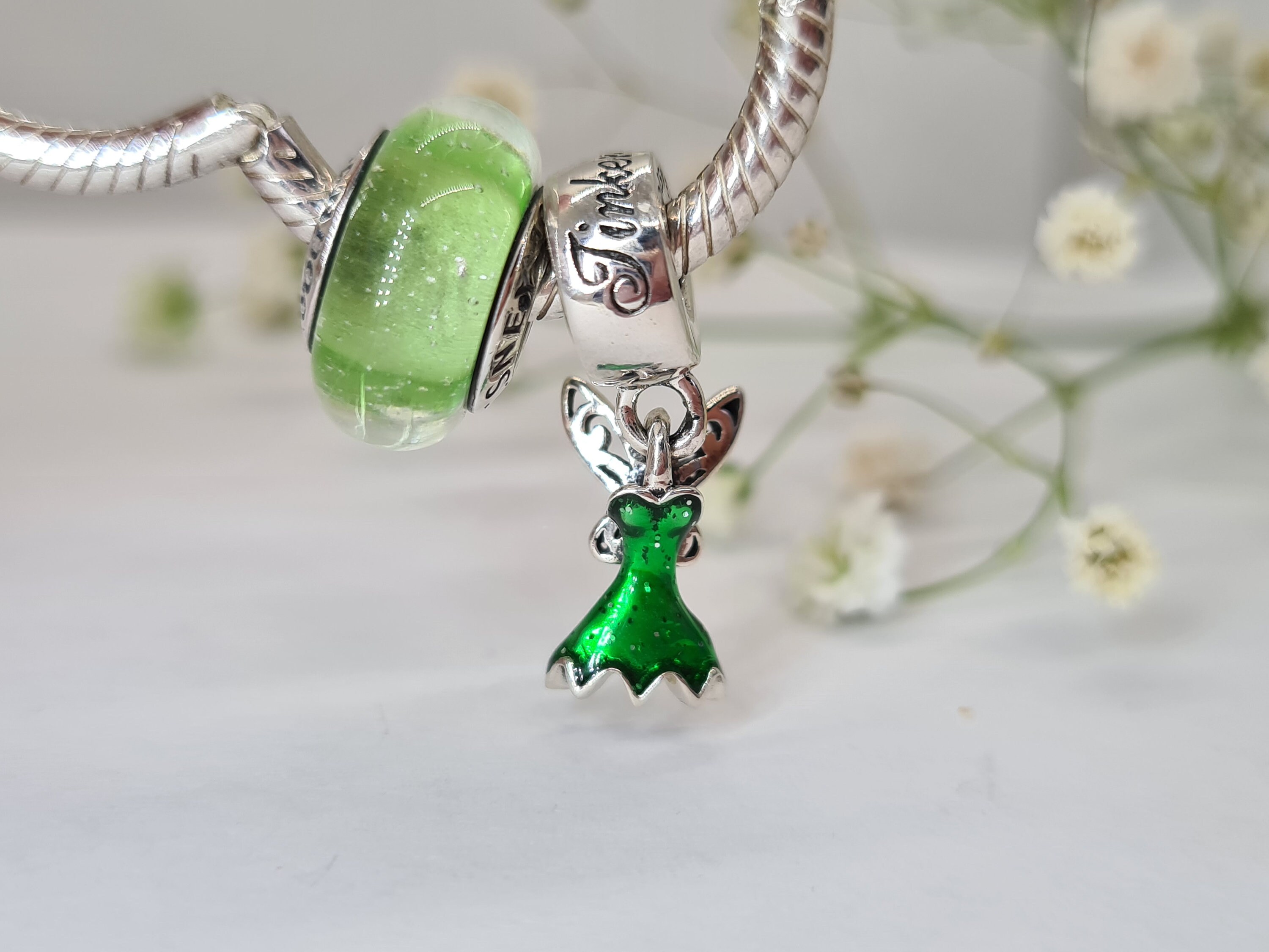 Auténtico Pandora Disney Tinkerbell murano cristal y vestido Etsy