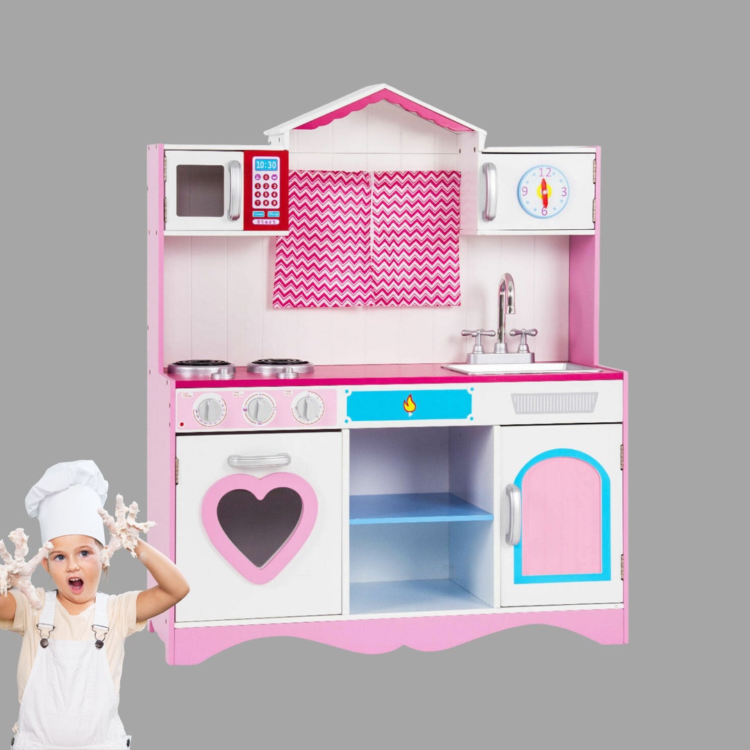 Kids Kitchen Play Set Pretend Play Kitchen Wood Kitchen - Etsy