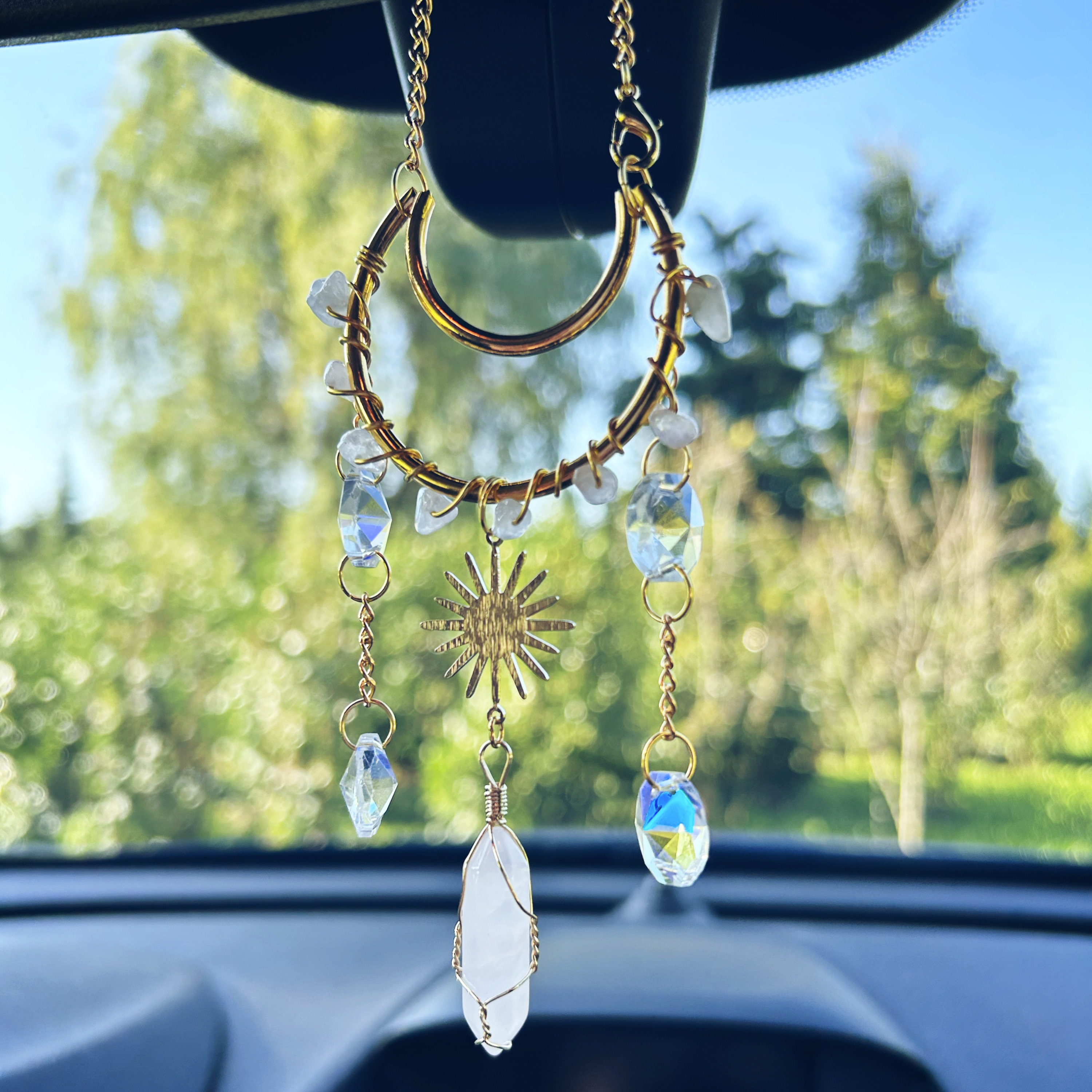 Surakey Kristall Auto Anhänger Deko Innen Bling Strass Rückspiegel  Dekoration Hanging Ornament, Auto Rückspiegel Hängen, Sonnenfänger Auto