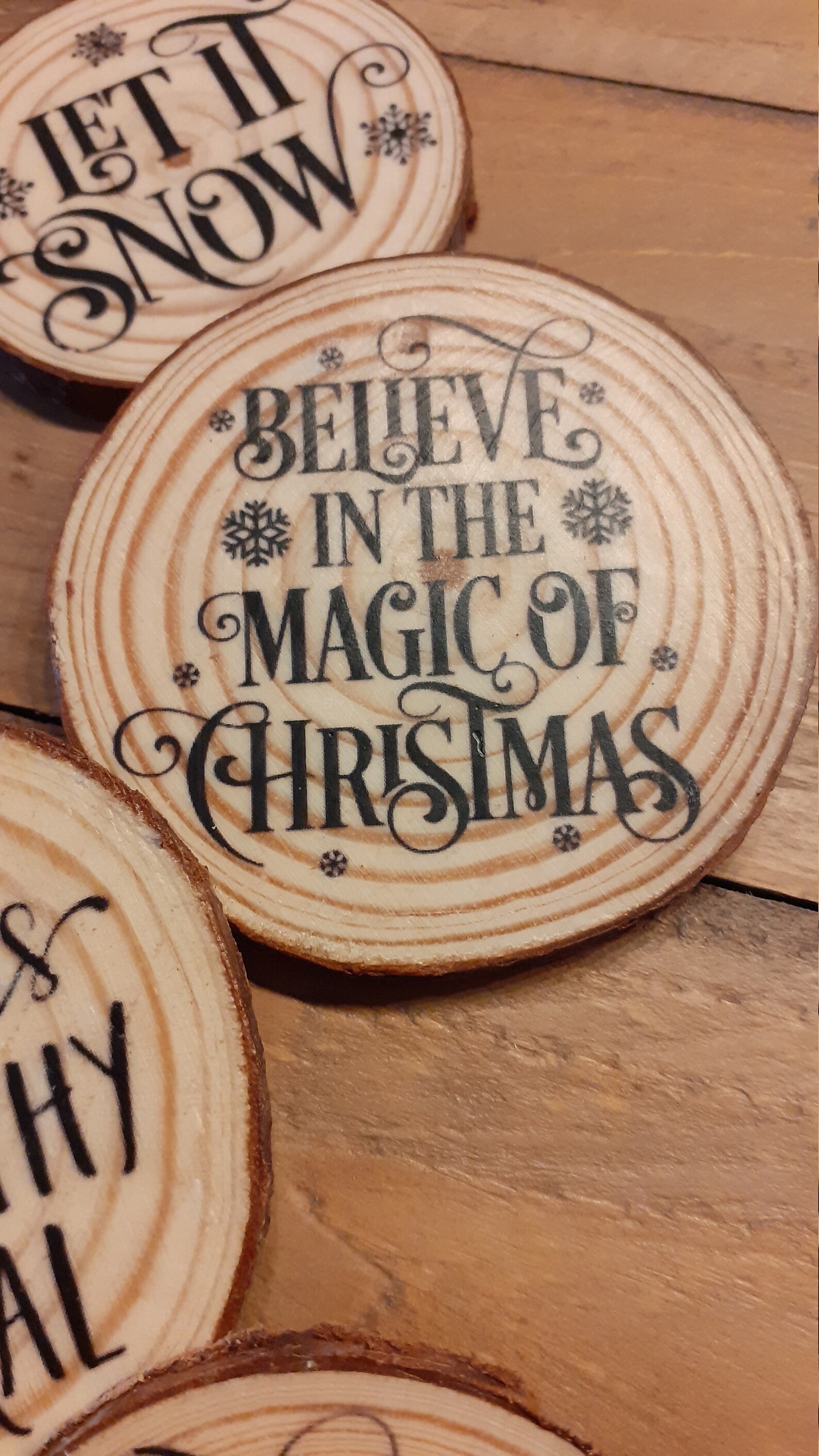 Wood Slice Christmas Tree Decoration / Ornament / Flat Bauble Etsy