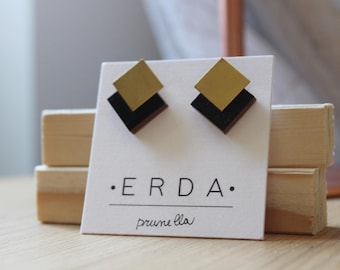 Prunella earrings. Hand-painted cardboard stud earrings. Laser-cut earrings.