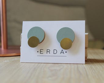 Iberide Earrings. Hand painted cardboard stud earrings. Laser cut earrings.