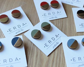 Anthille earrings. Hand-painted cardboard stud earrings. Laser-cut earrings.