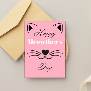 Digital Cat Mother&#39;s Day Greeting Card, Digital Greeting Card, Printable Greeting Card, Gifts for Mom, Gifts for Cat Lovers, Cute Cat Card