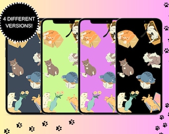 Fondo de pantalla de teléfono de gato digital, paquete de fondo de pantalla de teléfono, fondo de pantalla de Shenanigans de gato, fondo de pantalla de teléfono para amantes de los gatos, lindo fondo de pantalla de gato PNG