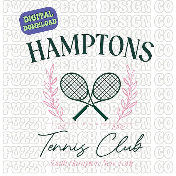 Hamptons Tennis Club Png | Tennis Shirt Design | Social Club Png | Preppy Aesthetic | Tennis Png | Retro Png | Preppy Png