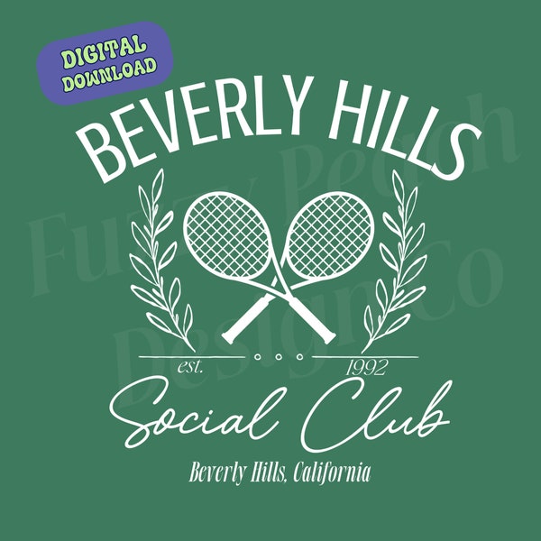 Beverly Hills Social Club Png | Tennis Shirt Design | Social Club Png | Preppy Aesthetic | Tennis Png | Retro Png | Preppy Png