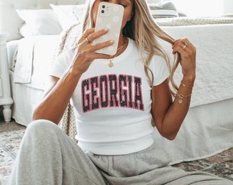 Georgia Shirt | Y2K Baby Tee | Womens Crop Top | SEC Football | Tailgating | Ribbed Tshirt | Georgia Football | College Tee