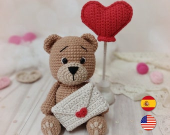 Oliver, der kleine Bär Muster/Valentinstag/Amigurumi-Muster/PDF-Muster/Häkeln/Muster/Muster/Amigurumi-Muster/JM Crochet Designs