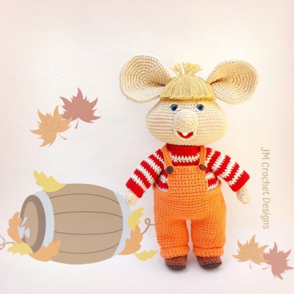 Patrón Topo Gigio en otoño / JM Crochet Designs / Patrón Amigurumi / Patrón PDF / Crochet / Tejido / Patrón