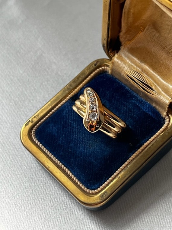 Antique Victorian 18K Gold & Diamonds Three Coil … - image 2