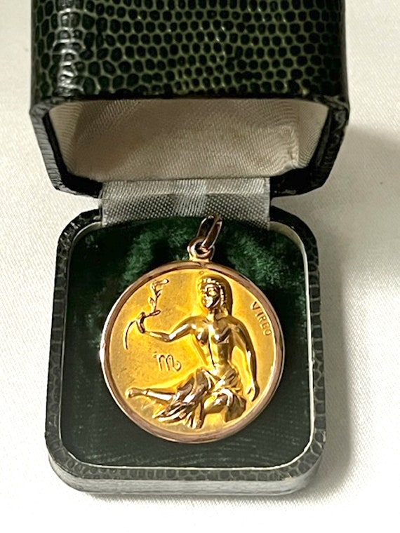 Vintage 14k Gold Horoscope Virgo Medallion