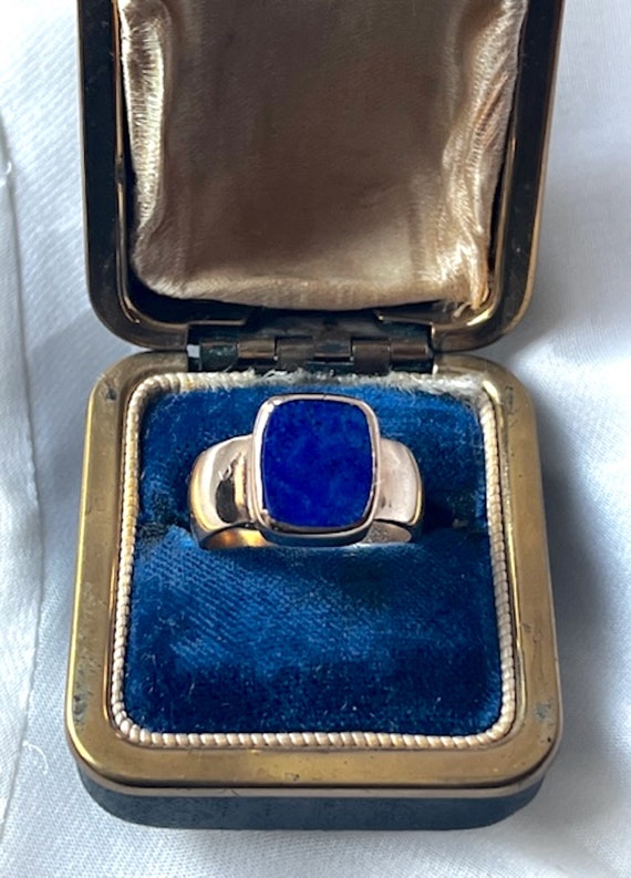 Vintage English 9k Gold Lapis Ring