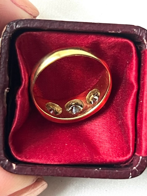 Antique English 18k Gold & Star Set Diamonds Ring… - image 5