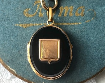 Antique French 18k Gold Onyx Locket
