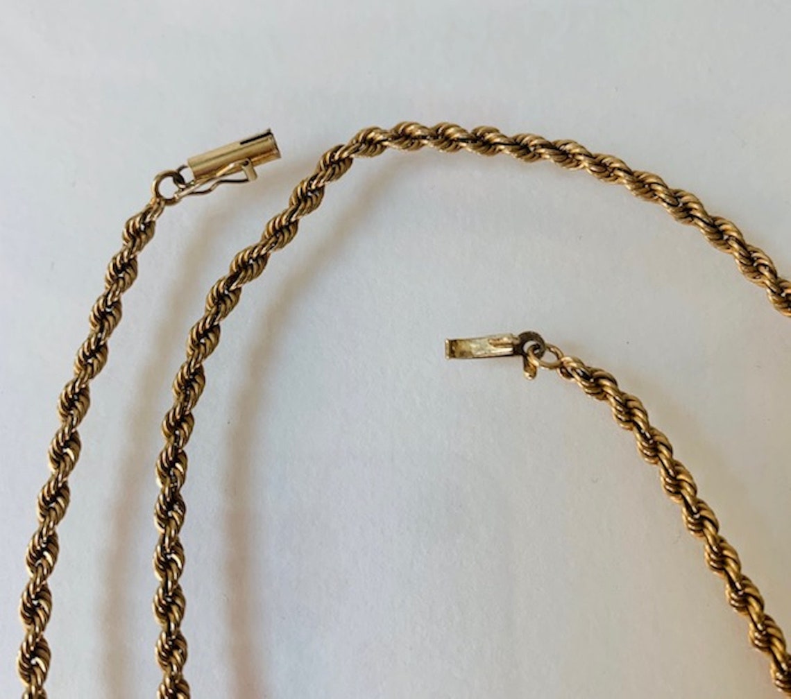 Antique 14K Gold Rope link Chain with Barrel Clasp Etsy