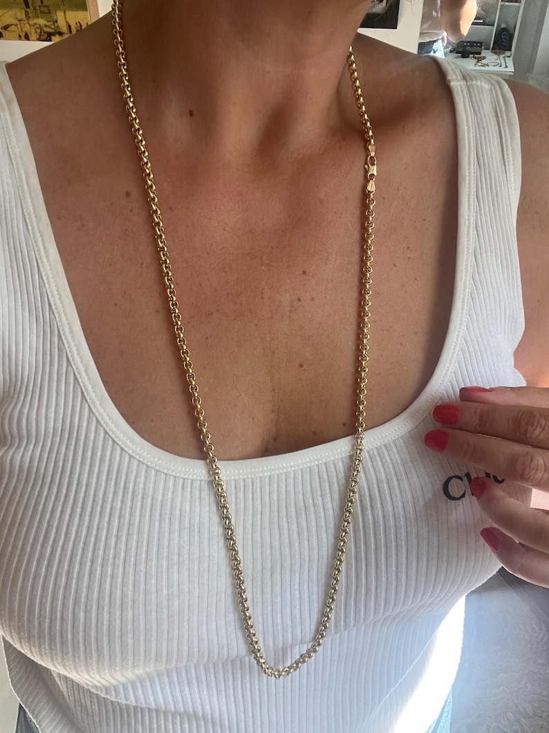 Vintage Italian 14k Gold Unoaerre rolo link necklace image 4