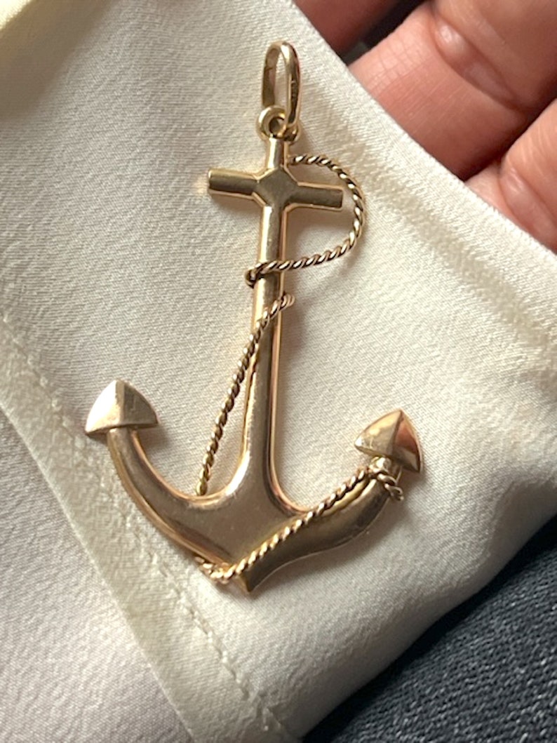 Italian Vintage 18k Gold Anchor Pendant - Etsy