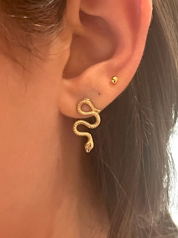 Lovely Vintage 9k Gold Snake Earrings