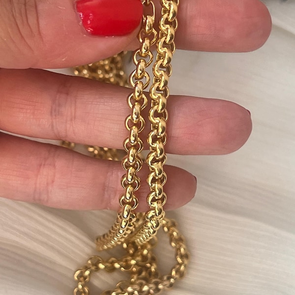 Collar vintage italiano de eslabones rolo de oro de 14k de la marca Unoaerre.
