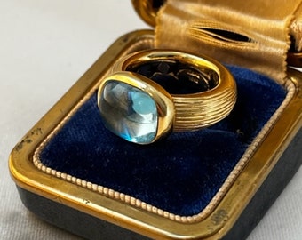 Stunning Vintage Italian 18k Gold Topaz Ring