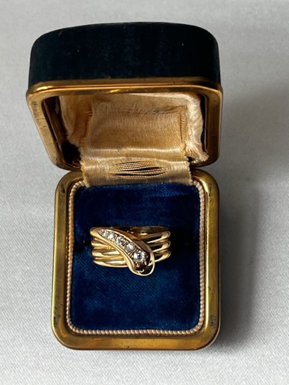 Antique Victorian 18K Gold & Diamonds Three Coil … - image 1
