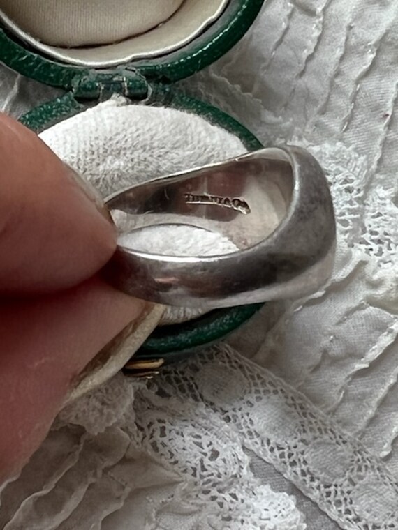 Vintage Tiffany Sterling Silver Ring with Init… Gem