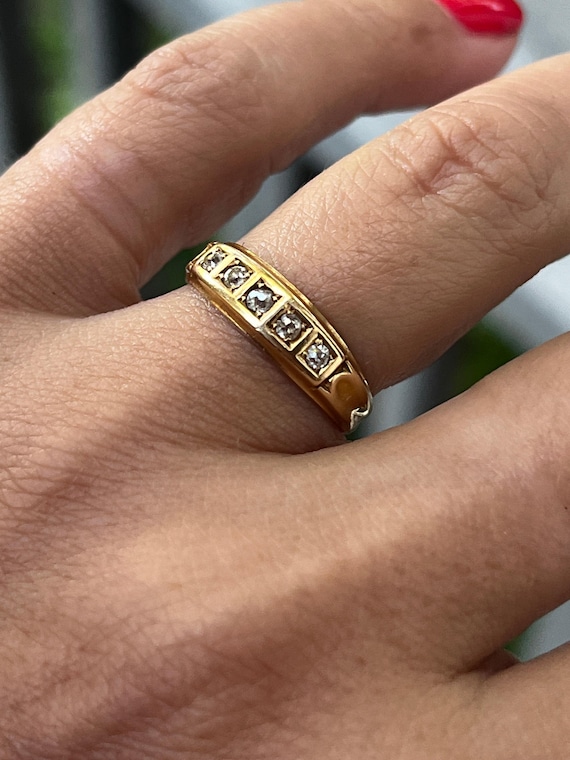 アンティークのイギリス製18金ダイヤモンド5個付きリング - Etsy 日本
