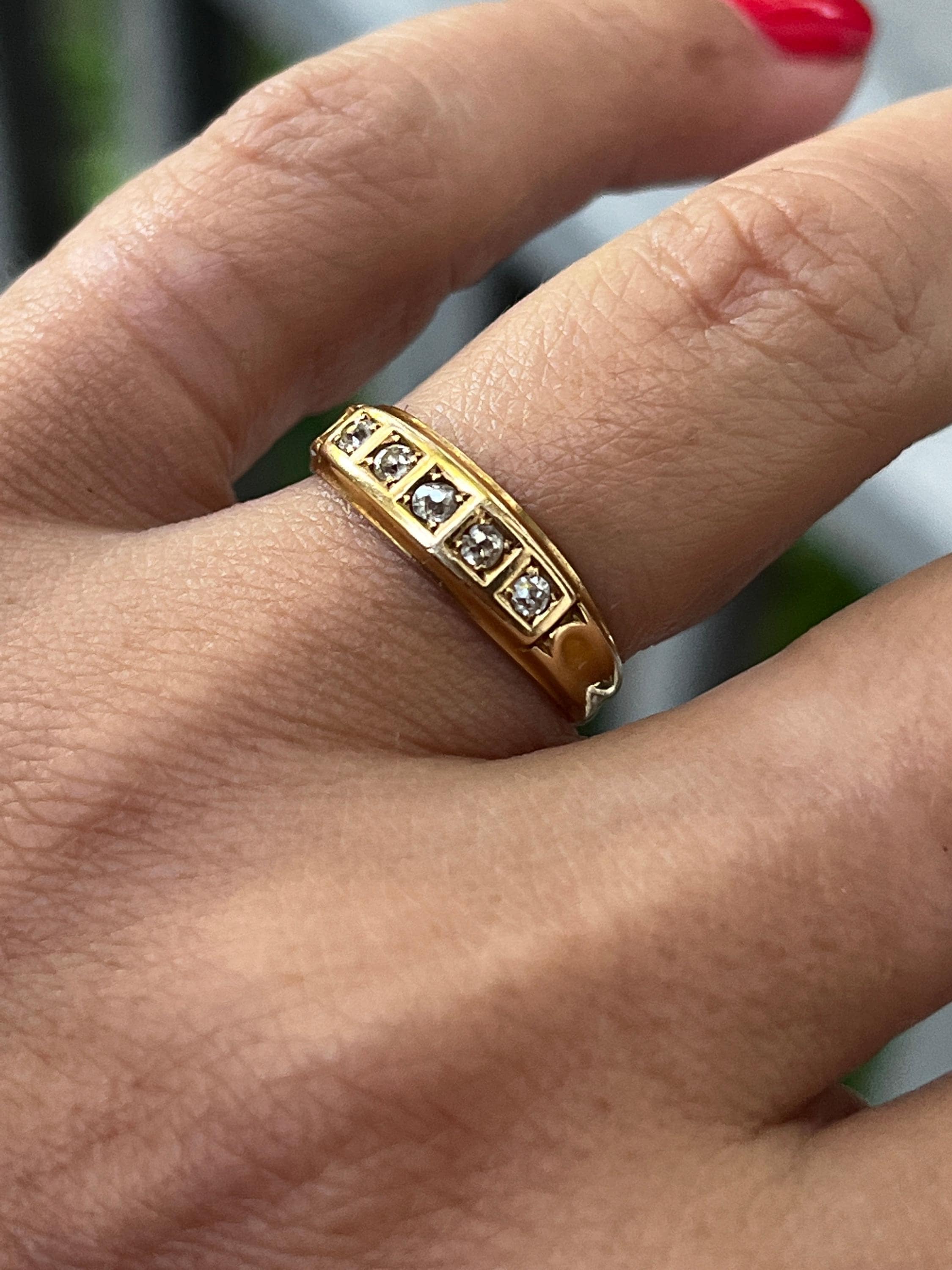 アンティーク英国製18金5ダイヤモンドリング - Etsy 日本