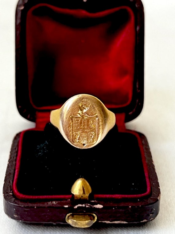 Antique French 18k Gold Signet Pinky Ring - image 2