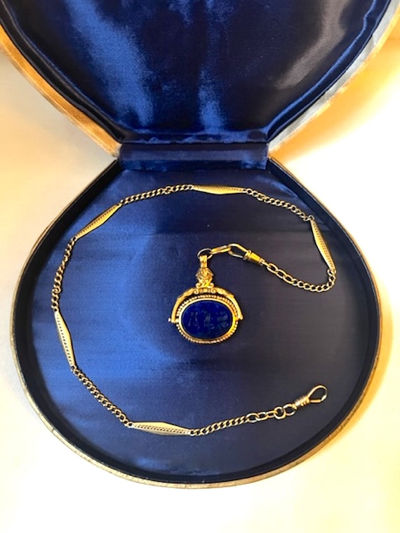 Antique Italian 18k gold watch chain necklace with