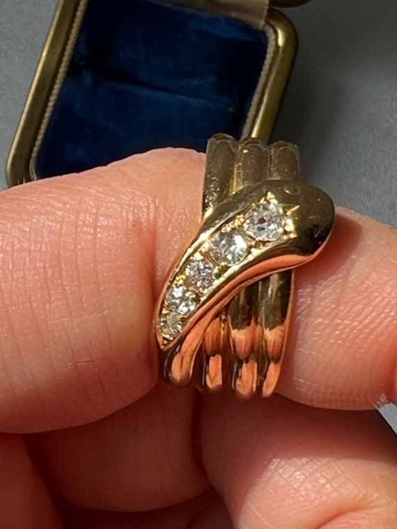 Antique Victorian 18K Gold & Diamonds Three Coil … - image 9