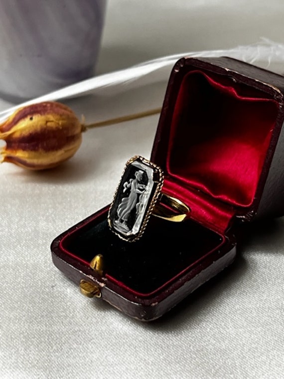 Vintage 14k Gold Reverse Intaglio Ring - image 3