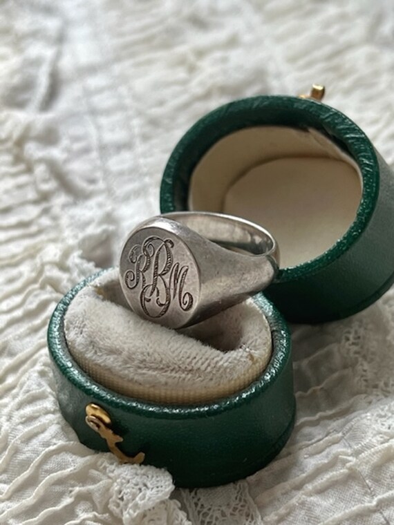 Vintage Tiffany Sterling Silver Ring with Init… Gem