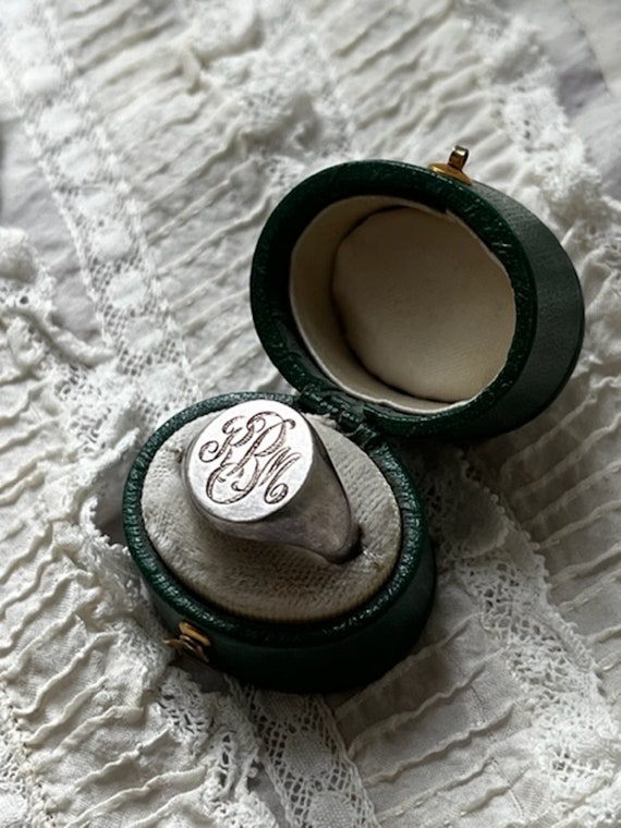 Vintage Tiffany Sterling Silver Ring with Init… Gem