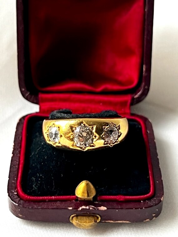 Antique English 18k Gold & Star Set Diamonds Ring… - image 1